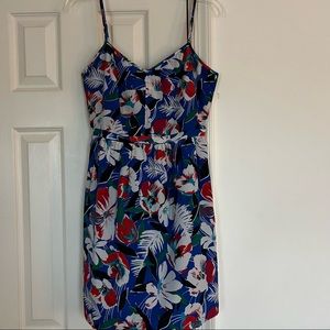 J Crew Factory Blue Mini Floral Dress